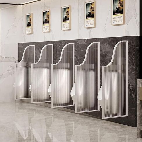 Urinal Screen Toilet Partition, Urinal Partition Wall-Mounted Men Urinal Privacy Screen, Translucent Glass Panels Partition Protection Screen (Bianco Partition*4) in Saudi Arabia