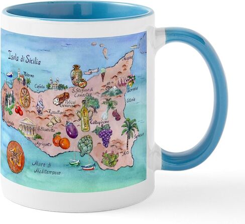 CafePress Map Of Sicily Mug 11 oz (325 ml) Ceramic Coffee Mug in Saudi Arabia