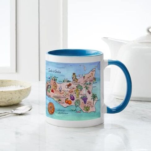 CafePress Map Of Sicily Mug 11 oz (325 ml) Ceramic Coffee Mug in Saudi Arabia