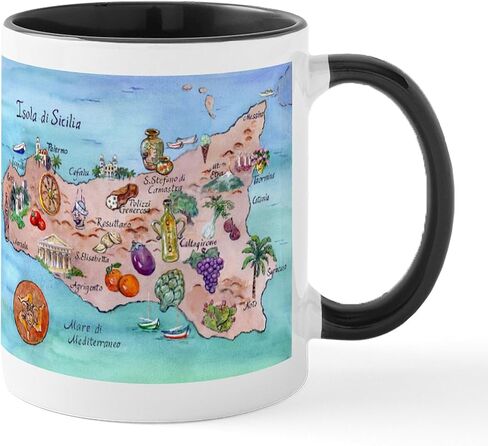CafePress Map Of Sicily Mug 11 oz (325 ml) Ceramic Coffee Mug in Saudi Arabia