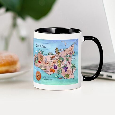 CafePress Map Of Sicily Mug 11 oz (325 ml) Ceramic Coffee Mug in Saudi Arabia
