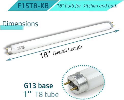 F15T8/WW Fluorescent Bulb 15Watt Soft White F15W-T8-KB Replacement Light Tube,3000K Warm White T8 Linear Lamp for Kitchen and Bath in Saudi Arabia