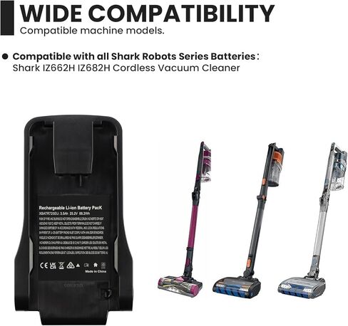 ZTHY XBATR725 Battery Compatible with Shark IZ662H IZ682H IZ683H IZ661HC IZ662HC IZ631H Cordless Vacuum Cleaner, Replacement for Shark Vertex Pro Cordless Stick Vacuum Cleaner Battery 25.2V 3500mAh in Saudi Arabia