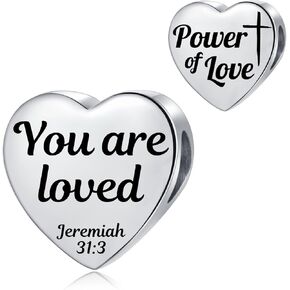 Heart Charm Compatible with Pandora Bracelets Christian Bible Verse Charms Prayer Faith Religious Beads for Women in Saudi Arabia