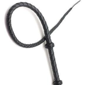 Hand-Woven Bullwhip Equestrian Training Whip Horsewhip with 37 Inch PU Leather Black in Saudi Arabia