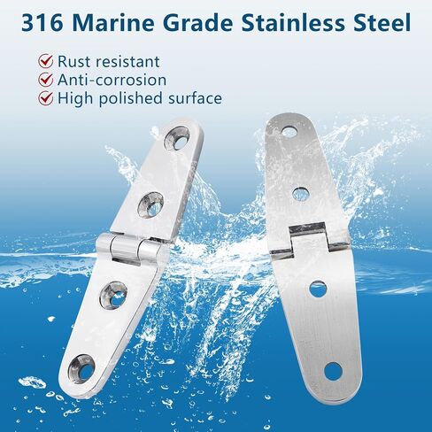 316 Stainless Steel Boat Hatch Hinges,4inchx 1inch (103 X 27 mm) Polished Marine Hinge,Marine Boat Hatch Heavy Duty Hinges with Screws,for Boats, Yachts, Doors, Deck,Windows, Cabinets (4 Pack) in Kuwait