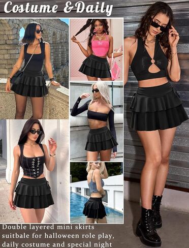 Avidlove Mini Skirts for Women Casual Micro Y2K Pleated Skirt Layered Ruffle Short Skirts Cheer Skirt Cosplay Outfits S-XXL in Saudi Arabia