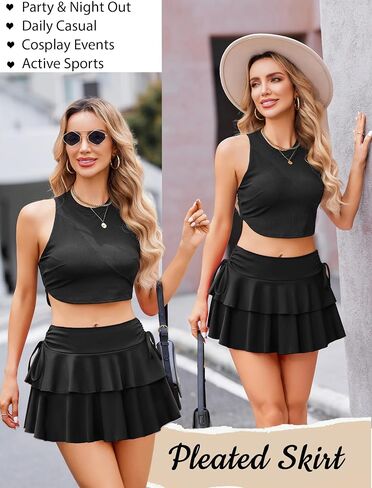 Avidlove Mini Skirts for Women Casual Micro Y2K Pleated Skirt Layered Ruffle Short Skirts Cheer Skirt Cosplay Outfits S-XXL in Saudi Arabia