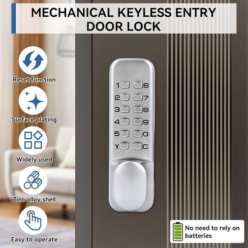 Mechanical Combination Door Lock, 1‑11 Digits Mechanical Keyless Door Lock, Digital Mechanicals Password Doors Locks with Pushbutton Keypad for Kitchen Office 0.4-2.36 Inch Thickness Sliding Door in Saudi Arabia