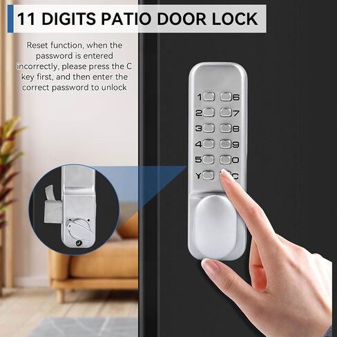 Mechanical Combination Door Lock, 1‑11 Digits Mechanical Keyless Door Lock, Digital Mechanicals Password Doors Locks with Pushbutton Keypad for Kitchen Office 0.4-2.36 Inch Thickness Sliding Door in Saudi Arabia