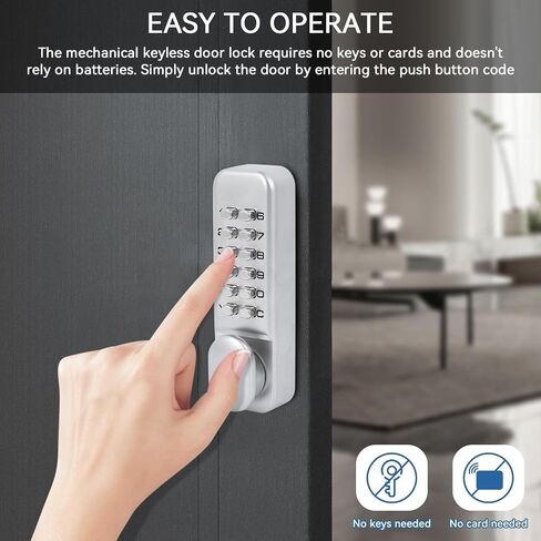 Mechanical Combination Door Lock, 1‑11 Digits Mechanical Keyless Door Lock, Digital Mechanicals Password Doors Locks with Pushbutton Keypad for Kitchen Office 0.4-2.36 Inch Thickness Sliding Door in Saudi Arabia