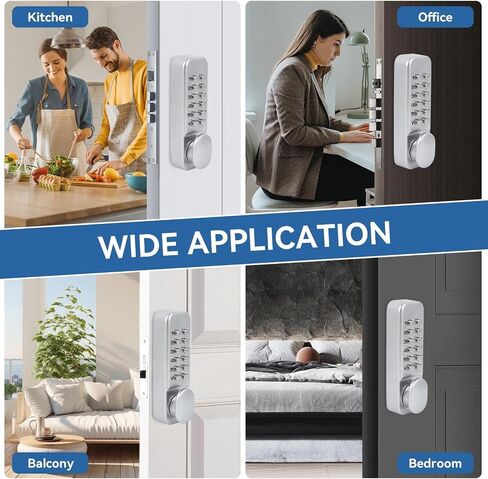Mechanical Combination Door Lock, 1‑11 Digits Mechanical Keyless Door Lock, Digital Mechanicals Password Doors Locks with Pushbutton Keypad for Kitchen Office 0.4-2.36 Inch Thickness Sliding Door in Saudi Arabia