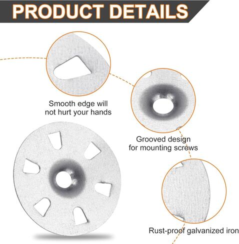 HARFINGTON 500pcs Foam Board Fasteners Washers 1-3/8 Inch Galvanized Steel Wall Washer for Fixing Fastening Installation Foam Board Panels in Saudi Arabia
