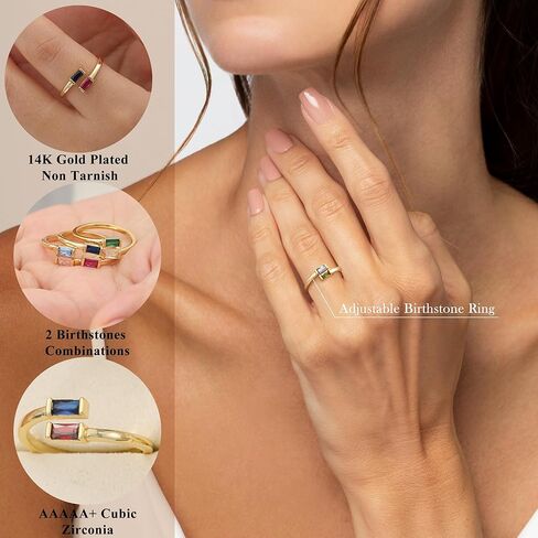 حلقات Jsjoy Birthstone للنساء اللواتي يزحثون من الأزرق الزرقاء الهدايا لأمي خاتم CZ للأحجار الكريمة لها لخواتم الذهب المراهقين التي لا تشوه الهدايا المجوهرات الدائرية القابلة للتعديل in Saudi Arabia