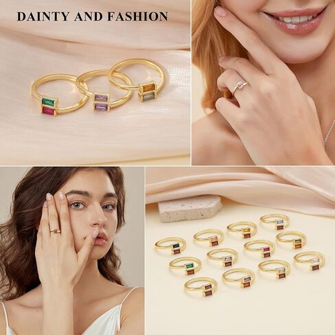 حلقات Jsjoy Birthstone للنساء اللواتي يزحثون من الأزرق الزرقاء الهدايا لأمي خاتم CZ للأحجار الكريمة لها لخواتم الذهب المراهقين التي لا تشوه الهدايا المجوهرات الدائرية القابلة للتعديل in Saudi Arabia