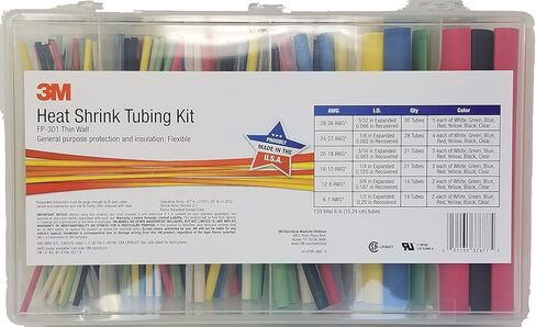 3M FP301-3/32 إلى 1/2-ASSRTED-5 الجدار المفرد (رفيع) أنابيب تقليص حرارة FP-301 مجموعة متنوعة من البولي أوليفين مرنة 48 بوصة in Kuwait