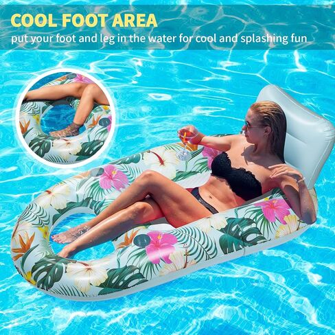 Inflatable Pool Floats Adult - Pool Floaties Pool Lounger Raft for Adults Heavy Duty | Water Pool Float with Cup Holder Backrest | Swimming Pool Floaty Lounge Rafts for Adults Beach Pool Party in Saudi Arabia