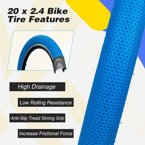Zukka 20 X 2.4 إطار الدراجة 2 حزمة 20 بوصة × 2.4 BMX إطار إطارات للطي للطي للدراجة الجبلية MTB ، دراجة ركاب الدراجات BMX in Kuwait