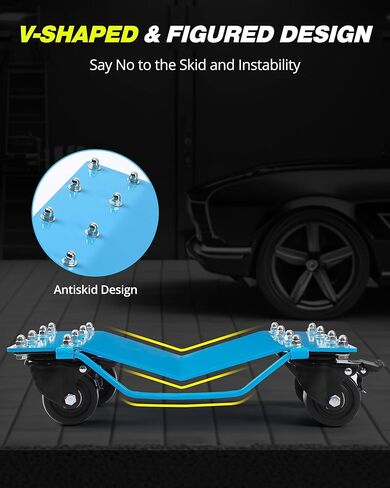 Car Dolly Set of 4, 6000LBS Car Wheel Dolly, Heavy Duty Vehicle Dolly with 360° Rotational Wheel and Antiskid for Moving Car, Pickup Trucks, Red in Saudi Arabia