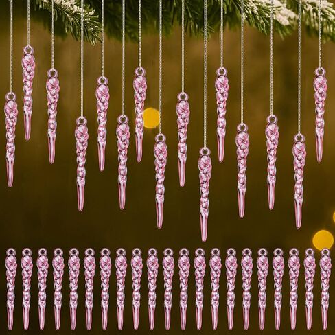 36 Pcs Christmas Tree Icicle Ornaments Mini Clear Plastic Icicle Christmas Decoration Crystal Hanging Icicles Ornaments for Xmas Tree Winter Wedding Party Decor(Transparent) in Saudi Arabia