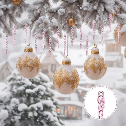 36 Pcs Christmas Tree Icicle Ornaments Mini Clear Plastic Icicle Christmas Decoration Crystal Hanging Icicles Ornaments for Xmas Tree Winter Wedding Party Decor(Transparent) in Saudi Arabia