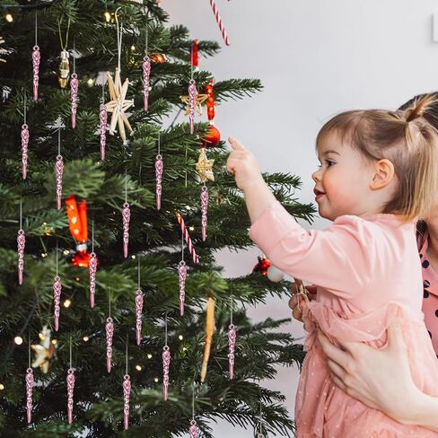 36 Pcs Christmas Tree Icicle Ornaments Mini Clear Plastic Icicle Christmas Decoration Crystal Hanging Icicles Ornaments for Xmas Tree Winter Wedding Party Decor(Transparent) in Saudi Arabia