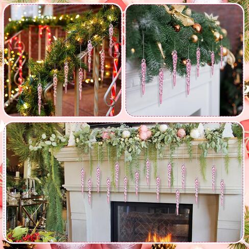 36 Pcs Christmas Tree Icicle Ornaments Mini Clear Plastic Icicle Christmas Decoration Crystal Hanging Icicles Ornaments for Xmas Tree Winter Wedding Party Decor(Transparent) in Saudi Arabia