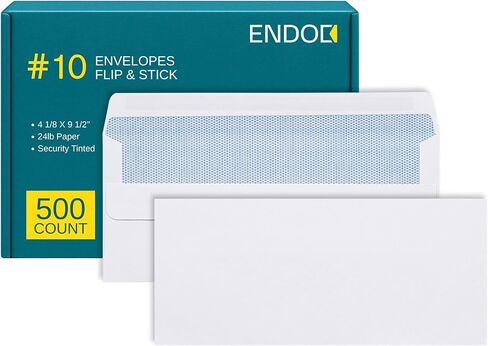 #10 Security Envelopes Self Seal 500 Pack - Windowless mailing Envelopes with Flip and Stick Closure, 4 1/8 x 9 1/2 Inches, 24 lb Heavy Duty Paper, White in Saudi Arabia