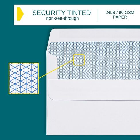 #10 Security Envelopes Self Seal 500 Pack - Windowless mailing Envelopes with Flip and Stick Closure, 4 1/8 x 9 1/2 Inches, 24 lb Heavy Duty Paper, White in Saudi Arabia