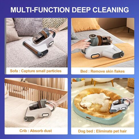 Bed Vacuum Cleaner Cordless, 18Kpa Mattress Vacuum Cleaner with 253.7nm UV-C Light, Ultrasonic Technology & HEPA Filter for Bed, Sofa, Couch, Crib in Saudi Arabia
