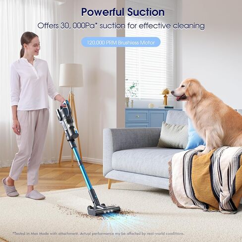 35,000pa Cordless Vacuum Cleaner, Max 50 Minutes, Lightweight Cordless Cleaners for Home, Stick and Handheld Vacuum for Carpets, Hard Floor, Pet Hair, Cars (Blue) in Saudi Arabia