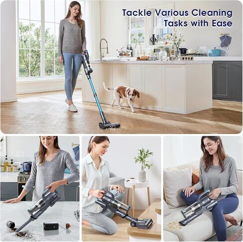 35,000pa Cordless Vacuum Cleaner, Max 50 Minutes, Lightweight Cordless Cleaners for Home, Stick and Handheld Vacuum for Carpets, Hard Floor, Pet Hair, Cars (Blue) in Saudi Arabia