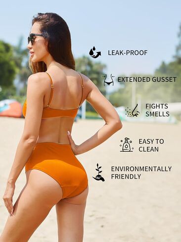 Period Swimwear-Menstrual Swimsuit Bikini Bottoms-High Waisted Leakproof Swim Bottoms for Teens Girls and Women. in Kuwait