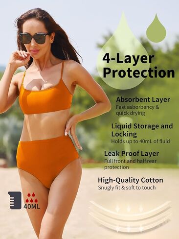 Period Swimwear-Menstrual Swimsuit Bikini Bottoms-High Waisted Leakproof Swim Bottoms for Teens Girls and Women. in Kuwait