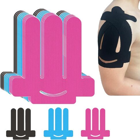 Kinesiology Tape for Shoulder Precut, 12 PCS Shoulder Tape for Pain Relief, Original Cotton Waterproof & Breathable, Enhance Elastic Sports Tape for Pain Support and Muscle Sports(Black) in Kuwait