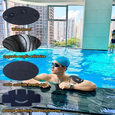 Kinesiology Tape for Shoulder Precut, 12 PCS Shoulder Tape for Pain Relief, Original Cotton Waterproof & Breathable, Enhance Elastic Sports Tape for Pain Support and Muscle Sports(Black) in Kuwait