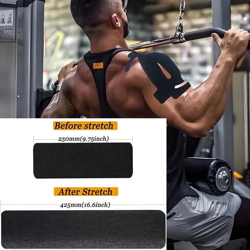 Kinesiology Tape for Shoulder Precut, 12 PCS Shoulder Tape for Pain Relief, Original Cotton Waterproof & Breathable, Enhance Elastic Sports Tape for Pain Support and Muscle Sports(Black) in Kuwait