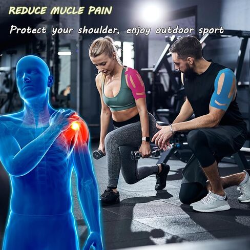 Kinesiology Tape for Shoulder Precut, 12 PCS Shoulder Tape for Pain Relief, Original Cotton Waterproof & Breathable, Enhance Elastic Sports Tape for Pain Support and Muscle Sports(Black) in Kuwait