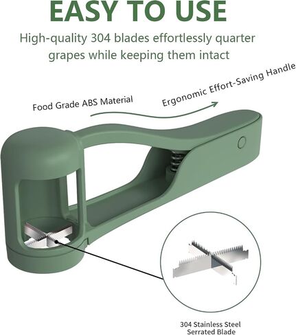 EWUVP Grape Cutter for Toddlers, Grape Slicer for Baby, Cherry Tomato Strawberry Cutter Quarter Fruit Slicer Tool for Vegetable Fruit Salad Cake Decoration, Stainless Steel Kitchen Gadget(Green) in Saudi Arabia
