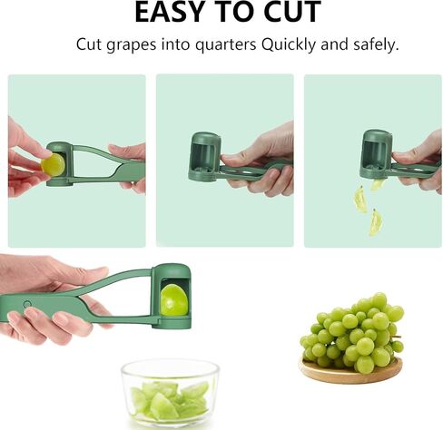 EWUVP Grape Cutter for Toddlers, Grape Slicer for Baby, Cherry Tomato Strawberry Cutter Quarter Fruit Slicer Tool for Vegetable Fruit Salad Cake Decoration, Stainless Steel Kitchen Gadget(Green) in Saudi Arabia