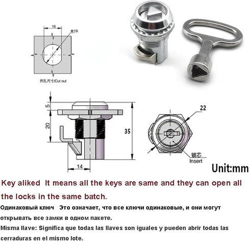 Distribution Box Cabinet Door Switch Control Door Lock Telescopic Rotary Latch Triangular Cylindrical Lock MA097 H 1Pcs(B) in Saudi Arabia