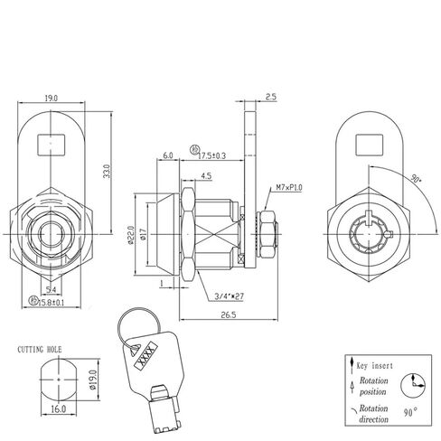 Tubular Cam Lock Two Key-Way The Key Can Be Removed After Turning Rotation for Vending Machine Cabinet 1001AS H 1Pcs in Saudi Arabia