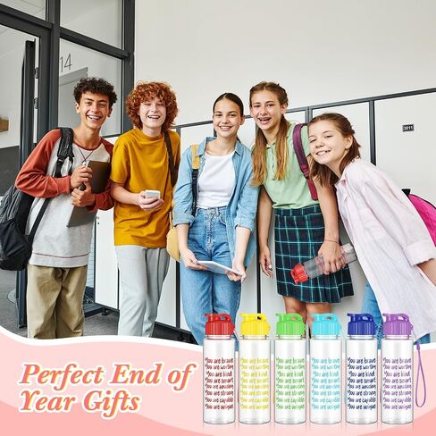 Zhehao 24 Pcs Back to School Gift Water Bottles 17 oz Motivational Plastic Bottle Rainbow Colored Reusable Sport Team Water Bottles with Leak Proof Flip Top for Prizes Summer Birthday Party Favors in Saudi Arabia