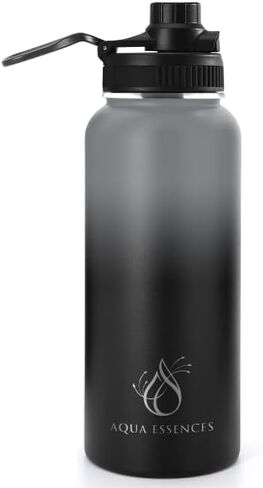 Vacuum Insulated Stainless Steel Water Bottle 32 oz With Wide Mouth And Bounce Lid BPA Free 24 Hours Cold And 12 Hours Hot (Ombre: Grey/Black) in Saudi Arabia