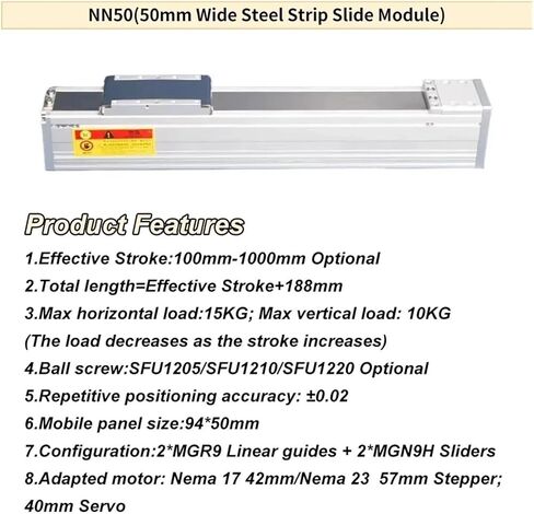 وحدة شريحة مرحلة خطية مرفقة بمقدار 50 مم 42/57 مجموعة محرك محرك محرك محرك تشفير (مع 42 برنامج تشغيل المحرك ، 400 مم SFU1205) in Kuwait