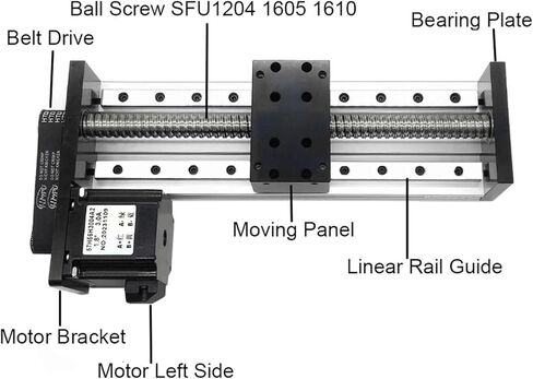 [57mm Open Step 1.2Nm] Linear Guide Rail Slide Stage Double Linear Rail X-Y-Z Axis 100-1200mm Stroke BallScrew SFU1204 1605 1610 Nema23 Stepper Motor(900mm SFU1610) in Kuwait