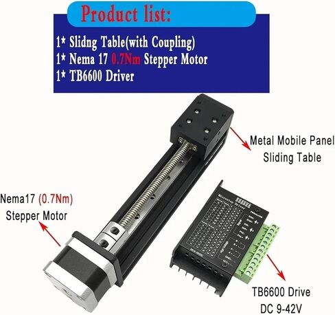Mini Precision Stroke T-Type Self Lock Sliding Table Drive Kit 50~400mm NEMA17 Closed Loop Integrated Machine(0.42Nm Motor Kit) in Kuwait