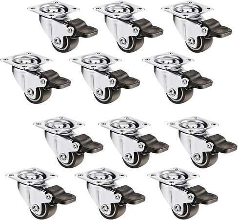 Rubber Swivel Heavy Duty Casters with 360 Degree Top Plate 100 Lbs Total Capacity Caster for Set of 12(Orange) in Saudi Arabia