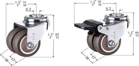 2inch Heavy Duty Swivel Caster Wheels with 8.2mm Holes Locking Casters for Machinery Furniture Set of 4(Type 1) in Saudi Arabia