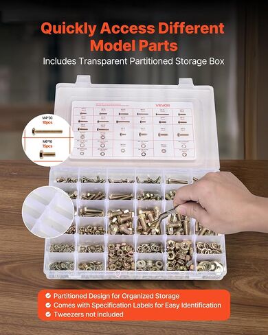 Vevor 720 PCS البراغي والمكسرات مجموعة التشويش ، مسامير الآلة الإمبراطورية وغسالات مسطحة ، الفولاذ المقاوم للصدأ 6-32،8-32،10-24،1/4-20 ، للأثاث/المعدات/مجموعة المركبات ، الفضة in Saudi Arabia